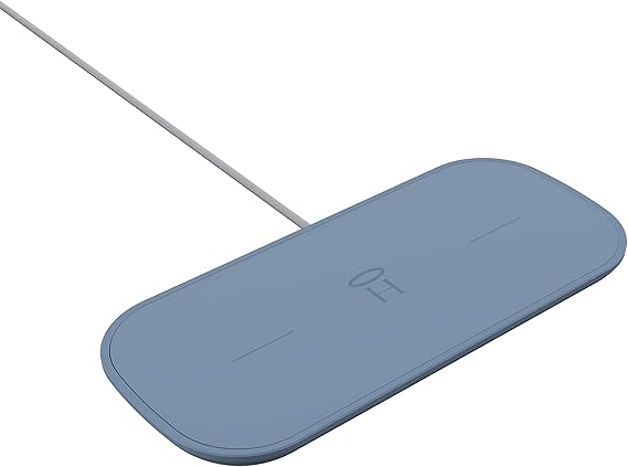 Halo 双无线充电板 - 适用于 Apple Airpods、iPhone 12 Pro、12 Pro Max、12 Mini、iPhone 11、11 Pro、11 Pro Max 和 Samsung 其他支持 Qi 的设备 - Moody 蓝色